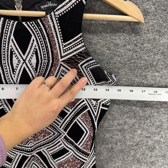 Speechless Dress Women 0 Black Geometric Sheath Midi Zipper Lined Sleeveless - Picture 4 of 7